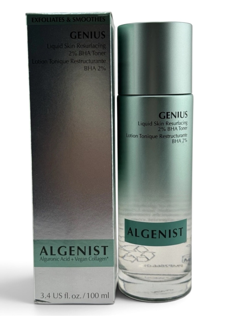 Algenist GENIUS Liquid Skin Resurfacing 2% BHA Toner, 3.4 fl oz / 100ml, New. Re